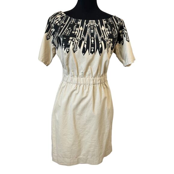 New ~ GAP ~ Vena Cava Printed Khaki Dress Size 8 - Picture 2 of 9